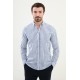 Dark Blue Color Striped Casual Linen Men's Shirt