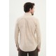 Camel Color Striped Design Casual Men's Cotton Shirt
