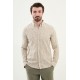 Khaki Color Striped Design Casual Men's Cotton Shirt