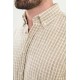 Khaki Color Striped Design Casual Men's Cotton Shirt
