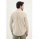 Khaki Color Striped Design Casual Men's Cotton Shirt