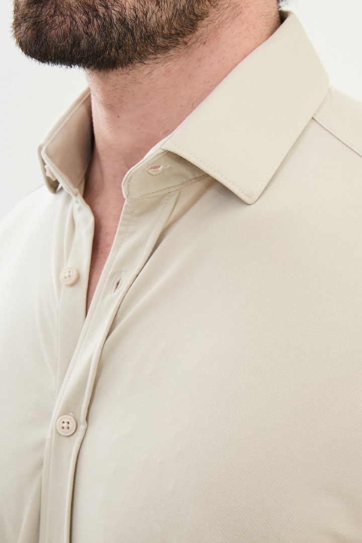 Stone Color Classic Men's Short Sleeve Shirt