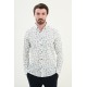 Green Blue Color Flower Design Casual Men's Linen Shirt