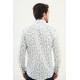 Green Blue Color Flower Design Casual Men's Linen Shirt