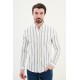 Khaki Color Striped Design Casual Men's Linen Shirt