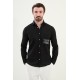 Black Color Figured Design Casual Men's Cotton Shirt