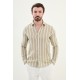 Khaki Color Striped Color Casual Men's Cotton Shirt