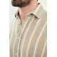 Khaki Color Striped Color Casual Men's Cotton Shirt