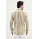 Khaki Color Striped Color Casual Men's Cotton Shirt