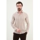 Beige Color Striped Color Casual Men's Cotton Shirt