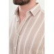 Beige Color Striped Color Casual Men's Cotton Shirt