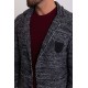 Anthracite Lainemerino And Acrylic Fabrics Patterned With Hanging Pocket Casual Mens Knitwear