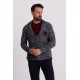 Anthracite Lainemerino And Acrylic Fabrics Patterned With Hanging Pocket Casual Mens Knitwear