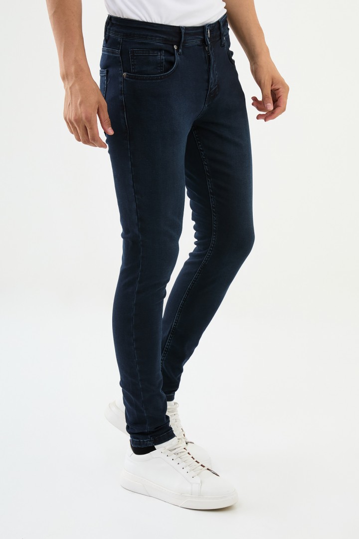 Blue And Black Color Skinny Fit Casual Men's Jeans