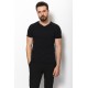 Black Color Cotton And Lycra Fabric With V Neck Detail Basic Men's T Shirt