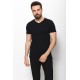 Black Color Cotton And Lycra Fabric With V Neck Detail Basic Men's T Shirt