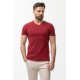 Claret Red Color Cotton And Lycra Fabric With V Neck Detail Basic Men's T Shirt