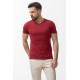 Claret Red Color Cotton And Lycra Fabric With V Neck Detail Basic Men's T Shirt