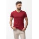 Claret Red Color Cotton And Lycra Fabric With V Neck Detail Basic Men's T Shirt
