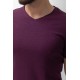 Purple Color Cotton And Lycra Fabric With V Neck Detail Basic Men's T Shirt