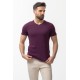 Purple Color Cotton And Lycra Fabric With V Neck Detail Basic Men's T Shirt