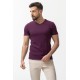 Purple Color Cotton And Lycra Fabric With V Neck Detail Basic Men's T Shirt