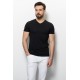 Black Color Cotton And Lycra Fabric With V-Neck Basic Mens T Shirt