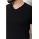 Black Color Cotton And Lycra Fabric With V-Neck Basic Mens T Shirt