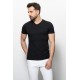 Black Color Cotton And Lycra Fabric With V-Neck Basic Mens T Shirt