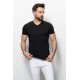 Black Color Cotton And Lycra Fabric With V-Neck Basic Mens T Shirt