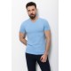 Blue Color Cotton And Lycra Fabric With V-Neck Basic Mens T Shirt