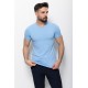 Blue Color Cotton And Lycra Fabric With V-Neck Basic Mens T Shirt