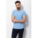 Blue Color Cotton And Lycra Fabric With V-Neck Basic Mens T Shirt