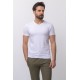 White Color Cotton And Lycra Fabric With V-Neck Basic Mens T Shirt