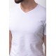 White Color Cotton And Lycra Fabric With V-Neck Basic Mens T Shirt