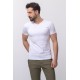 White Color Cotton And Lycra Fabric With V-Neck Basic Mens T Shirt