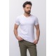 White Color Cotton And Lycra Fabric With V-Neck Basic Mens T Shirt