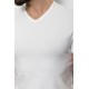 Ecru Color Cotton And Lycra Fabric With V-Neck Basic Mens T Shirt
