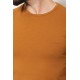 Camel Color Cotton And Lycra Fabric With Crew Neck Basic Mens T Shirt