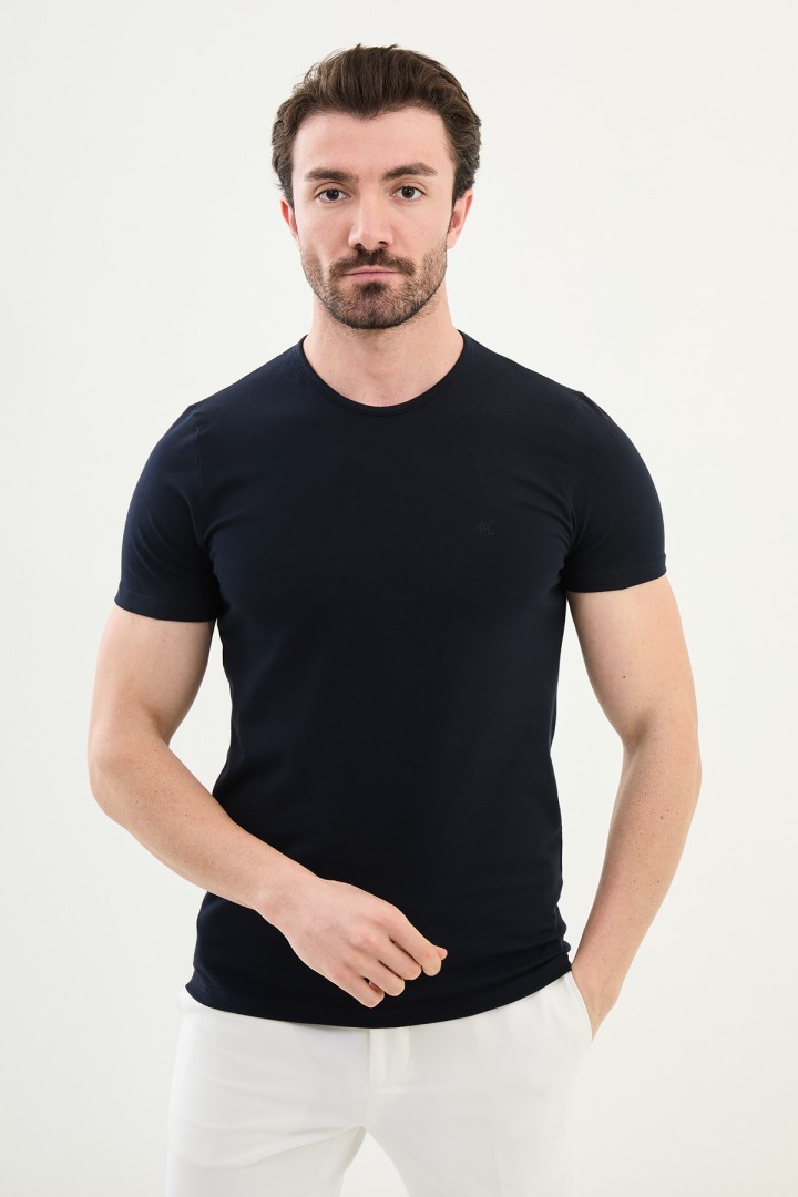 Dark Navy Blue Color Crew Neck Classic Men's T Shirt