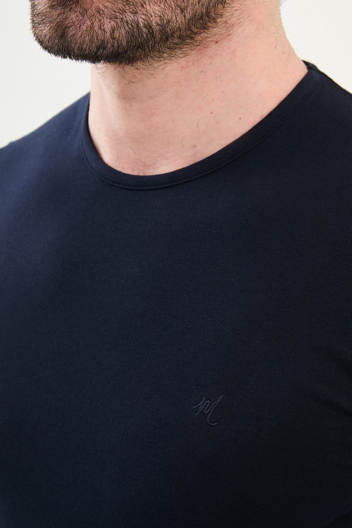 Dark Navy Blue Color Crew Neck Classic Men's T Shirt