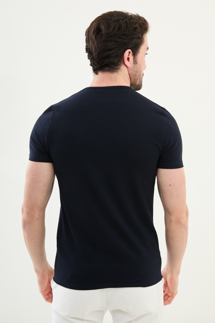 Dark Navy Blue Color Crew Neck Classic Men's T Shirt