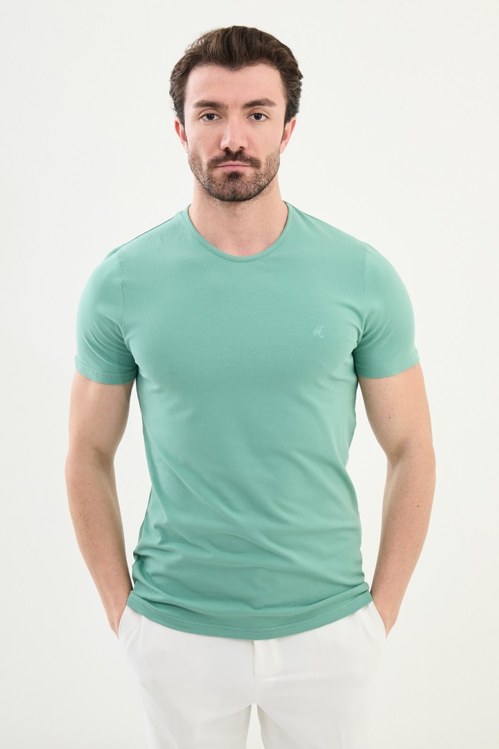 Unripe Almond Color Crew Neck Classic Men's T Shirt