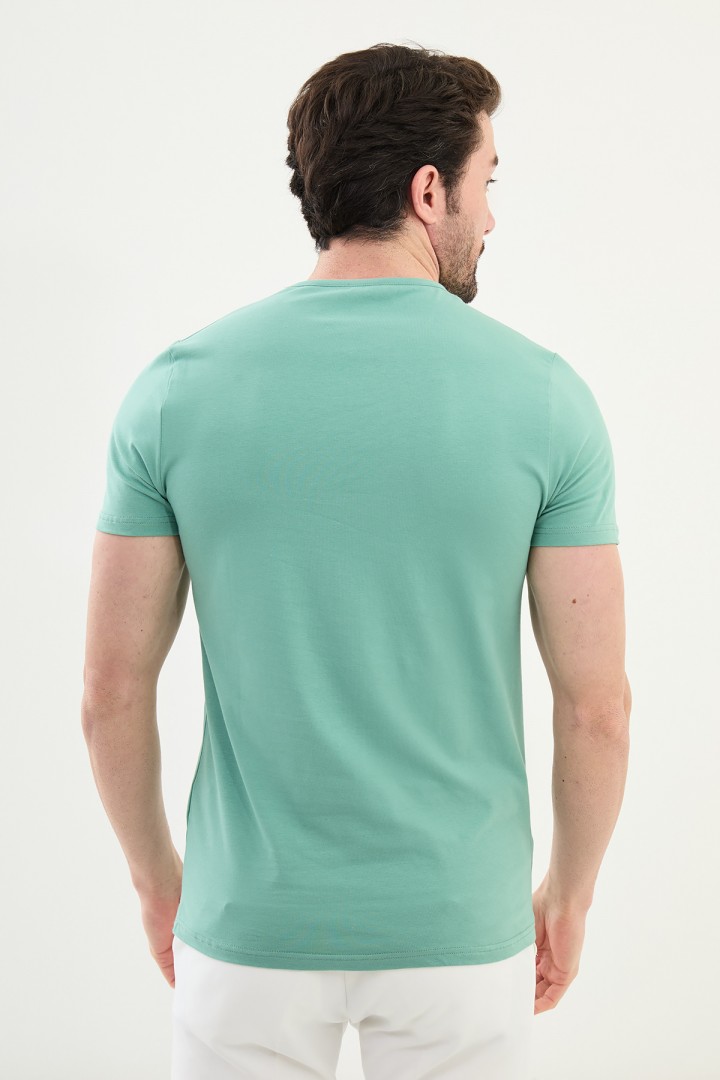 Unripe Almond Color Crew Neck Classic Men's T Shirt