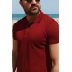 Claret Red Color Cotton And Elastane Fabric Basic Polo Collar Men's Tshirt
