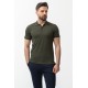 Khaki Color Cotton And Elastane Fabric Basic Polo Collar Men's Tshirt