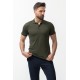 Khaki Color Cotton And Elastane Fabric Basic Polo Collar Men's Tshirt