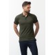 Khaki Color Cotton And Elastane Fabric Basic Polo Collar Men's Tshirt