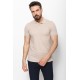Beige Color Cotton And Elastane Fabric Basic Polo Collar Men's Tshirt