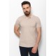 Beige Color Cotton And Elastane Fabric Basic Polo Collar Men's Tshirt